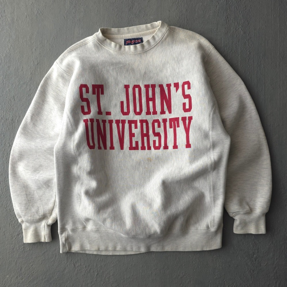 Vintage 90s JanSport Grey St. John's University Sweatshirt Small Cross Grain